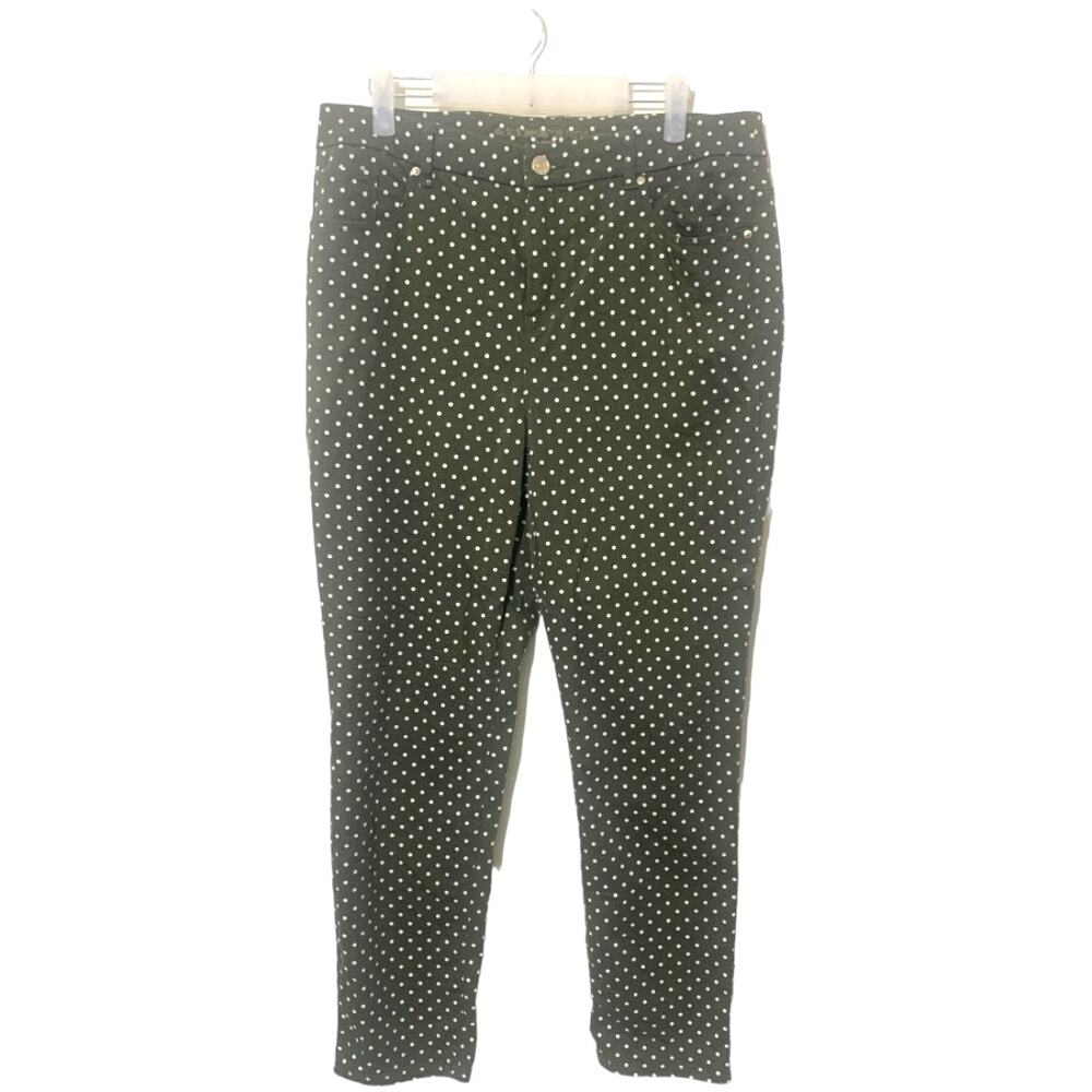 Chico's So Slimming Army Green Girlfriend Polka Dot Ankle Stretch Jeans‎ sz 2=12 - Picture 2 of 8